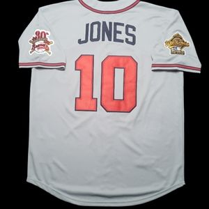 Chipper Jones Atlanta Braves Jersey World Series 1995 Throwback Stitched…